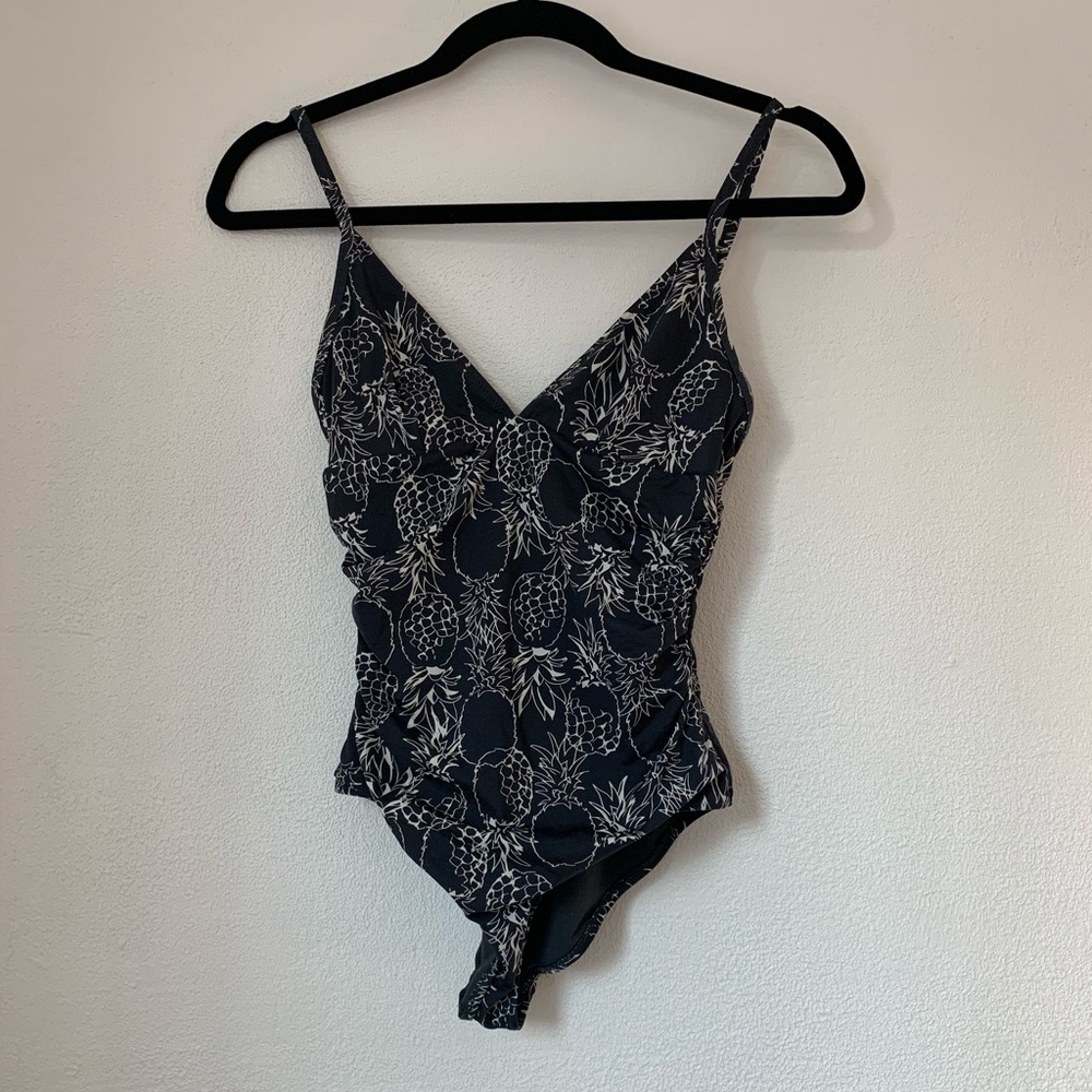 Benetton one piece black pineapple swimsuit